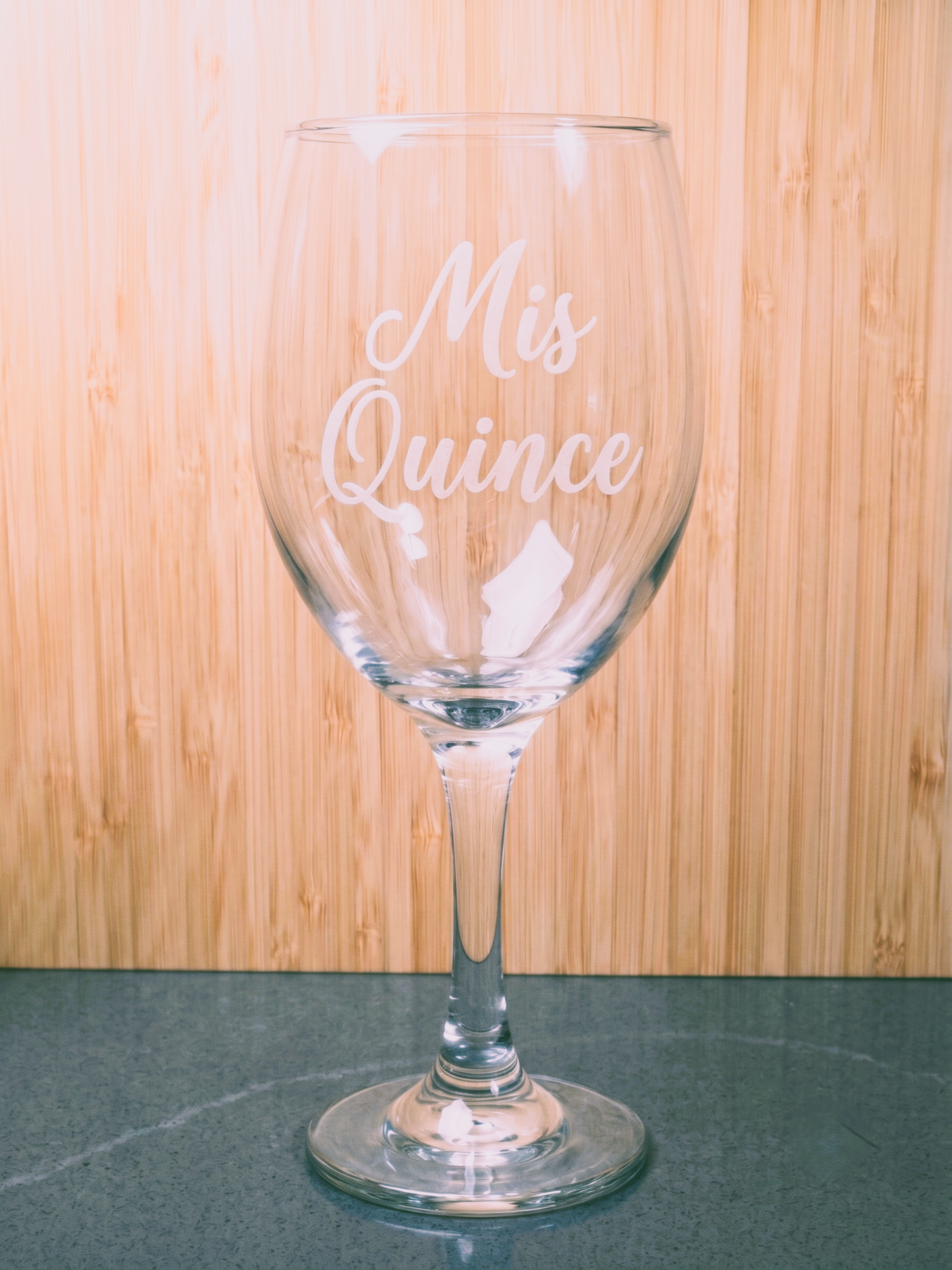 Laser engraved wine glass