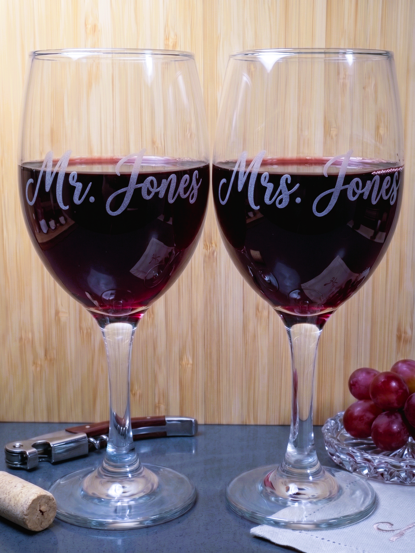 Laser engraved wine glass